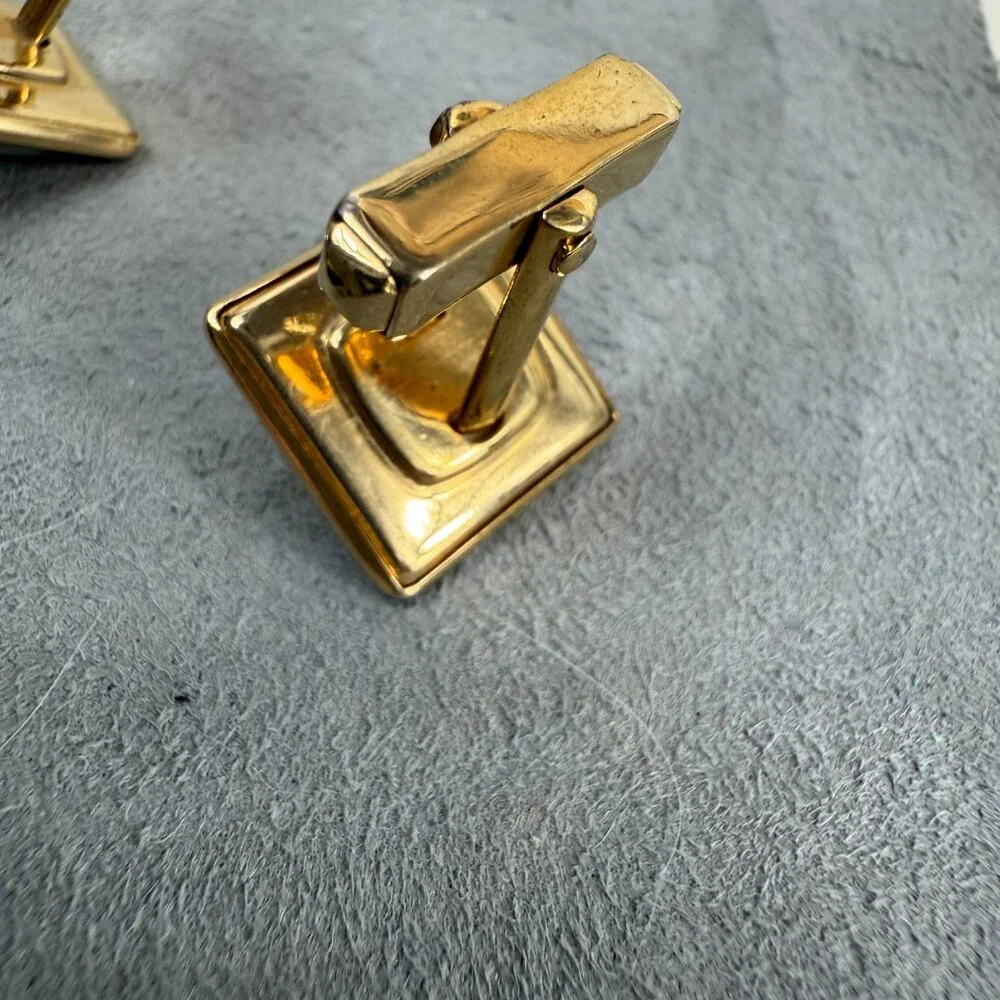 Vintage Anson MOP Square Cuff Links Gold Tone Mother of Pearl